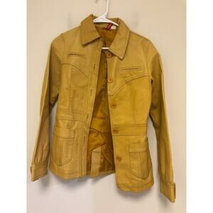 Vintage H&M Genuine Leather Jacket – Size 4 – Camel Tan